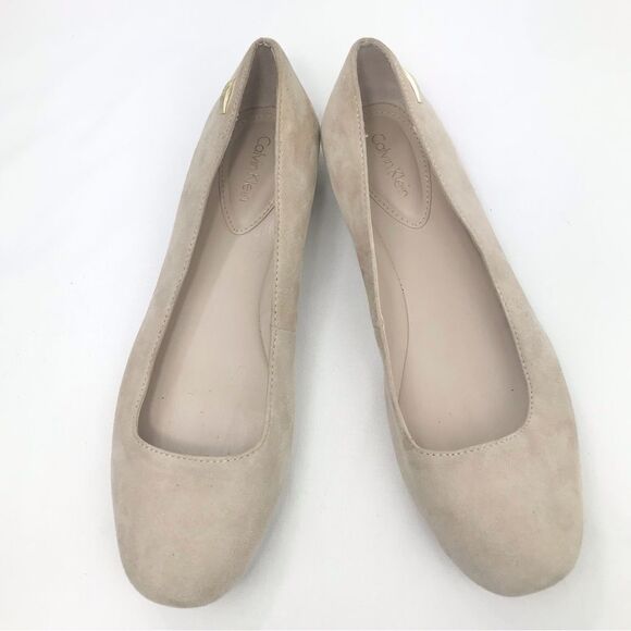Calvin Klein FREDERICA Cream Suede Ballet Flats - Picture 1 of 13